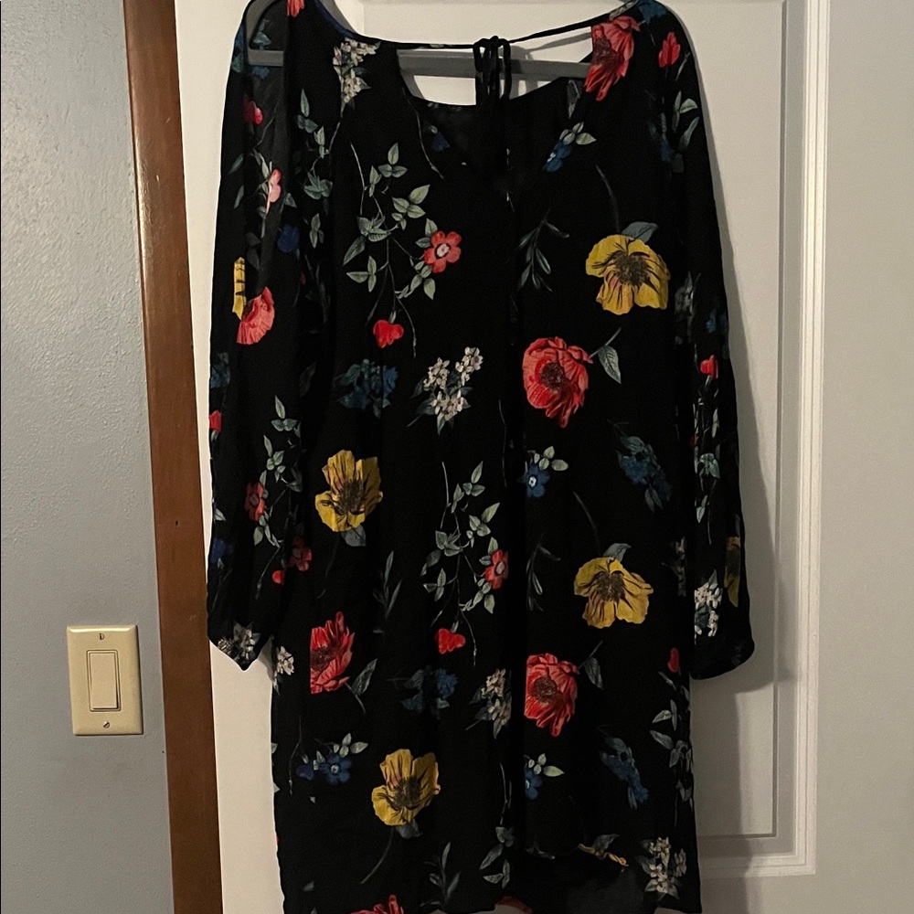 Old Navy Black Dress with Colorful Floral Print - Picture 3 of 6